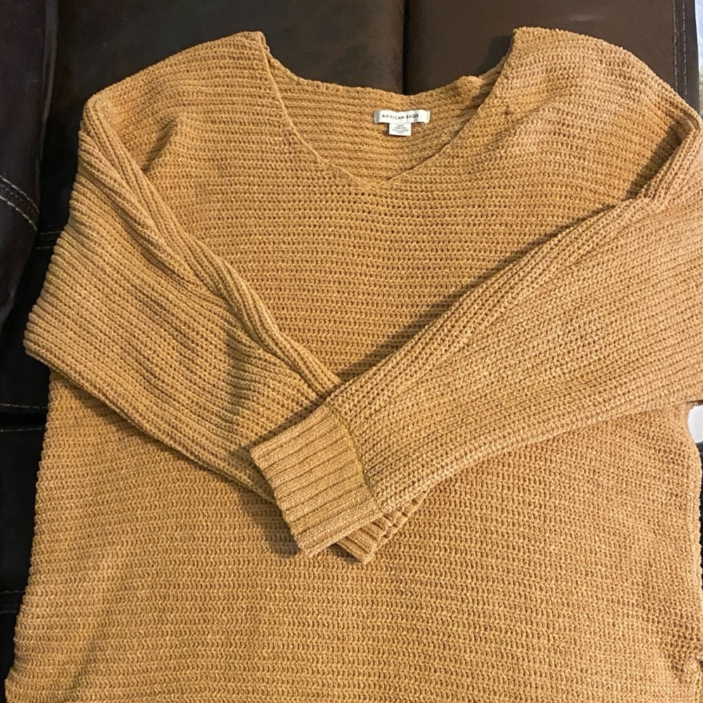 American Eagle Outfitters Tan V-Neck Sweater